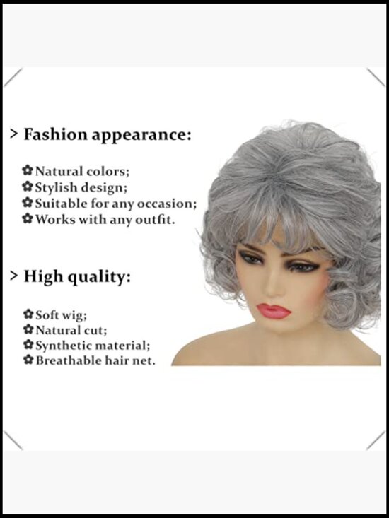 Curly Short Wig with Bangs Heat Resistant Synthetic Hair Daily Halloween